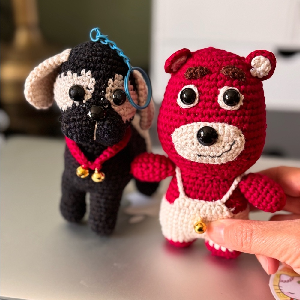 Handmade Crochet Dog and Bear(2)